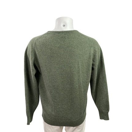 William Lockie 100% Lambs Wool Green Long Sleeve Crew Neck Sweater Top Size L