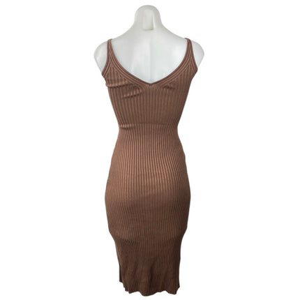 Abercrombie & Fitch Brown Rib Knit Sleeveless Keyhole Slit Midi Bodycon Dress XS
