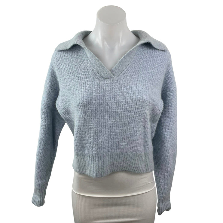 Everlane Womens Alpaca Wool Waffle Collared Long Sleeve Crop Polo Sweater Top XS