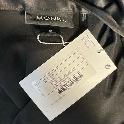 NEW Monki Bailey Black Silk Satin High Waisted Straight Midi Skirt Size 10/12