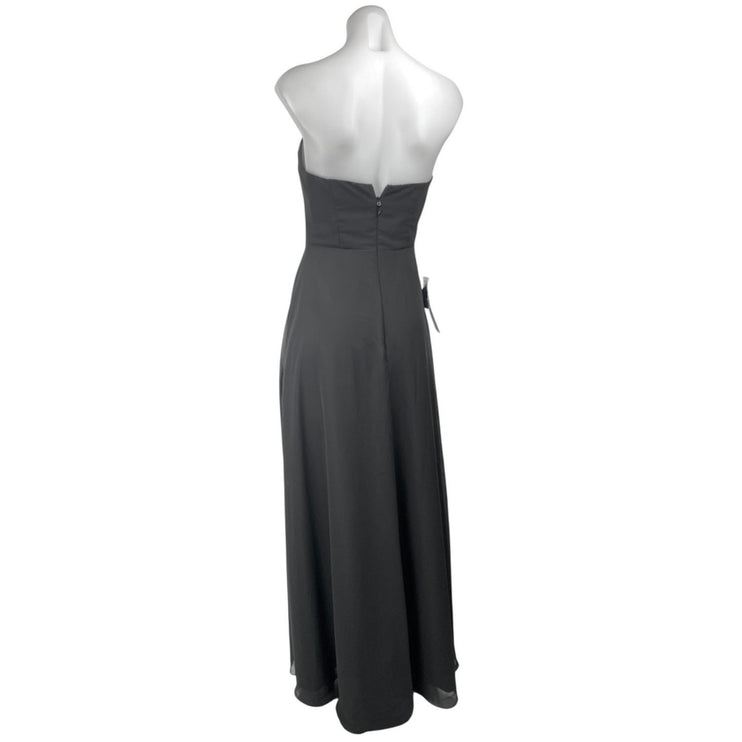 NEW Azazie Black Strapless Sleeveless Tube Bridesmaid A Line Maxi Dress Size 2