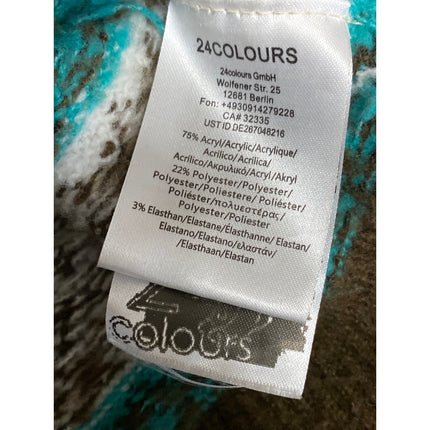 24Colours Fair Isle Collared Long Sleeve Button Down Crop Cardigan Sweater Top M