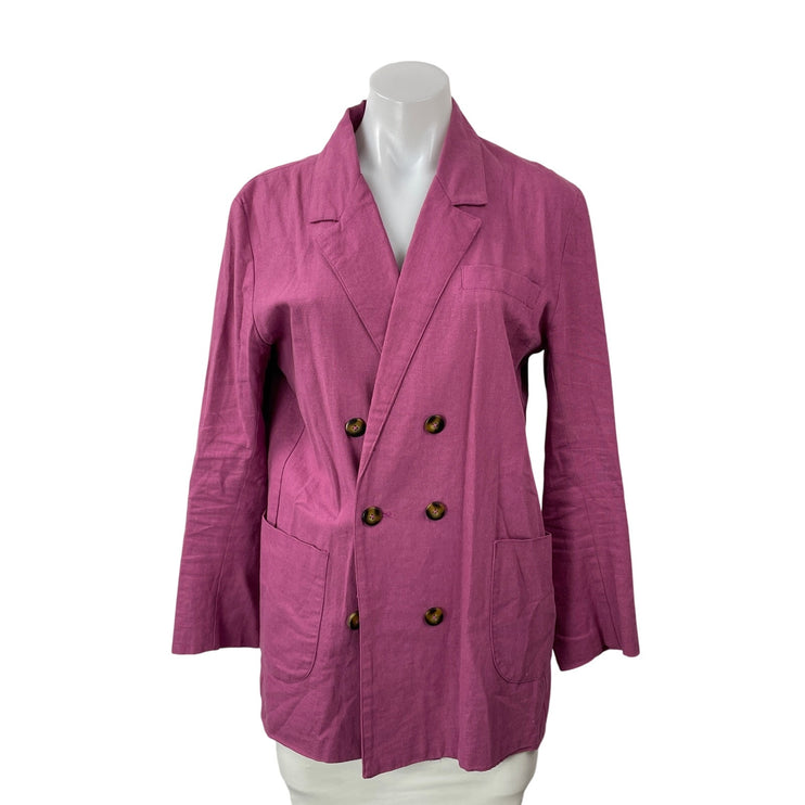 Jen's Pirate Booty Pink Long Sleeves Double Breasted Blazer Coat Jacket Sz XS/S