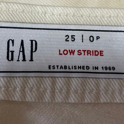 GAP Women's White Mid Rise Low Stride Flat Front Bootcut Leg Jeans Pant Size 0