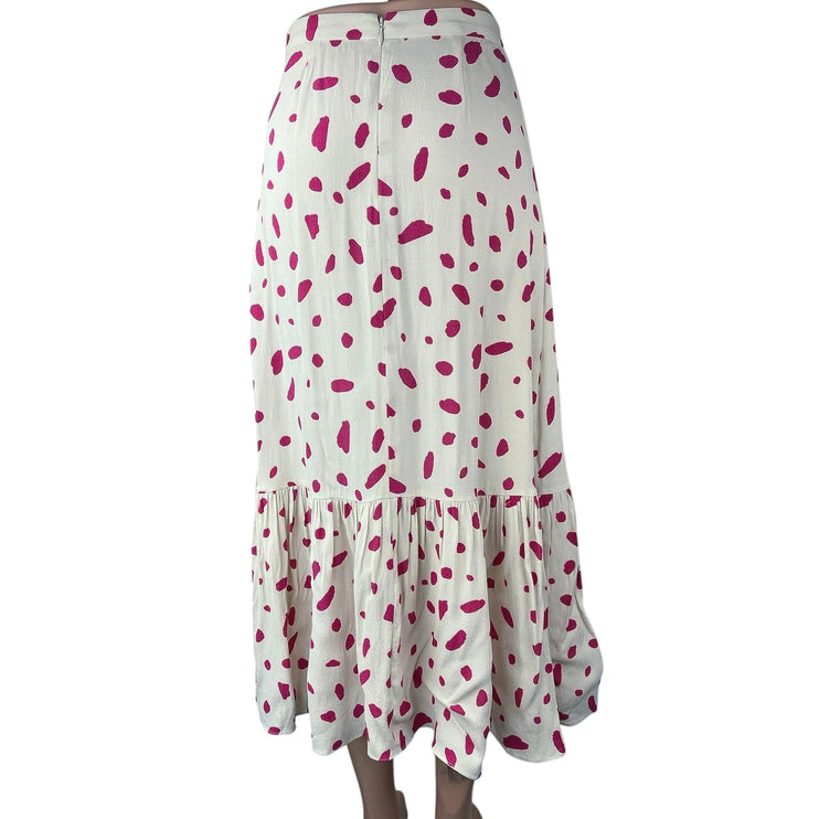 Aritzia Wilfred Women's White Pink Printed Straight A-Line Midi Maxi Skirt Sz 0