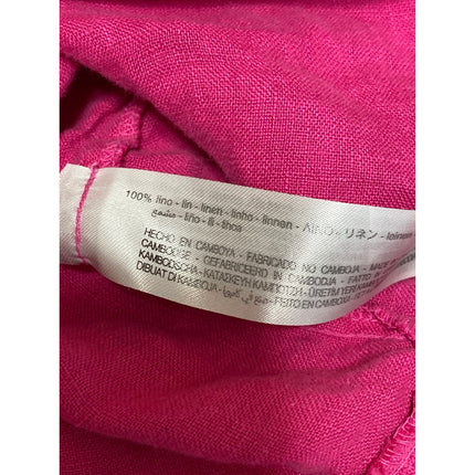 Zara Pink 100% Linen Tie Cami Strap Backless Babydoll Ruffle Mini Dress Size M