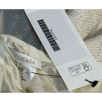 NEW Escada Cream Ivory Tweed Linen High Waist Pencil Straight Midi Skirt Size 6
