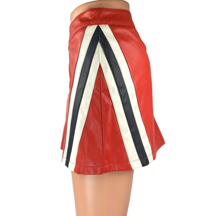 NEW Superdown Alexi Red Faux Vegan Leather Mini A-Line Pencil Moto Skirt Size XL