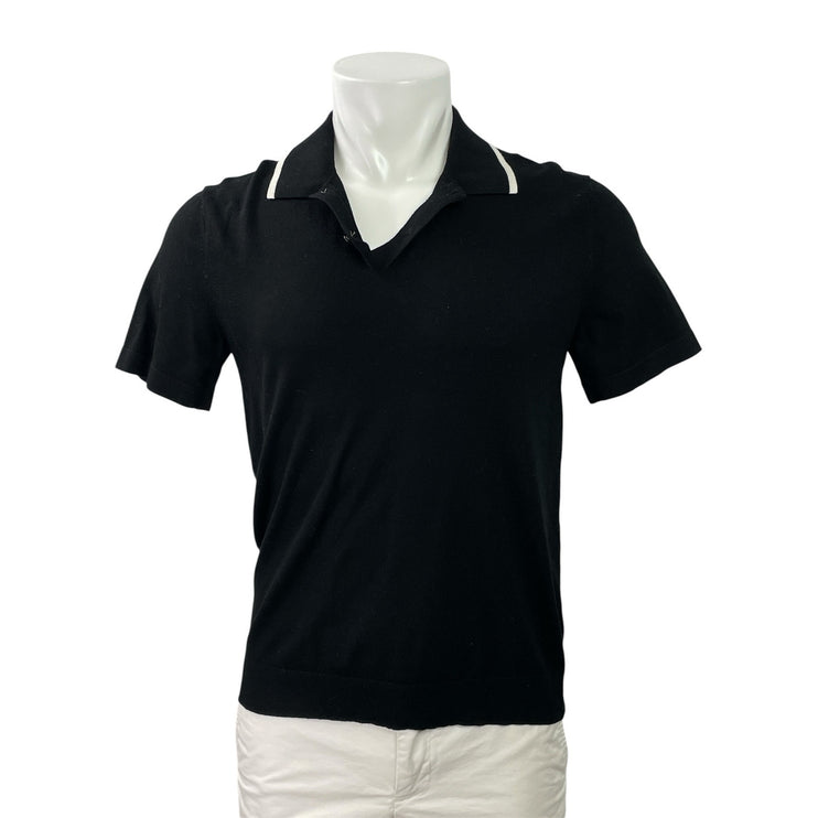 Theory Mens Black Collared Short Sleeve Performance Golf Polo Shirt Top Size S