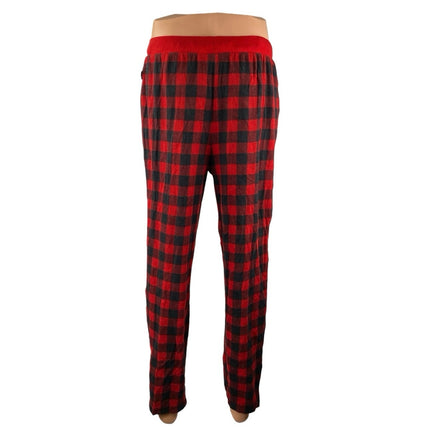 Eddie Bauer Mens Red Plaid Flannel Straight Leg Lounge Sleepwear Pajama Pants M