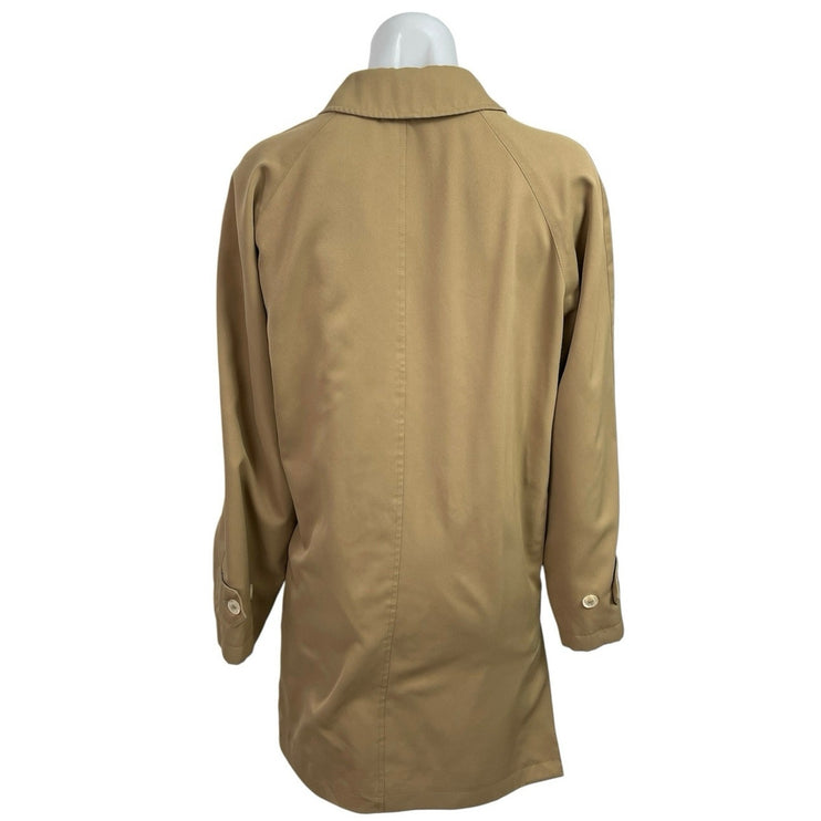Burberry Women's Tan Long Sleeve Collared Button Down Midi Coat Jacket Size L