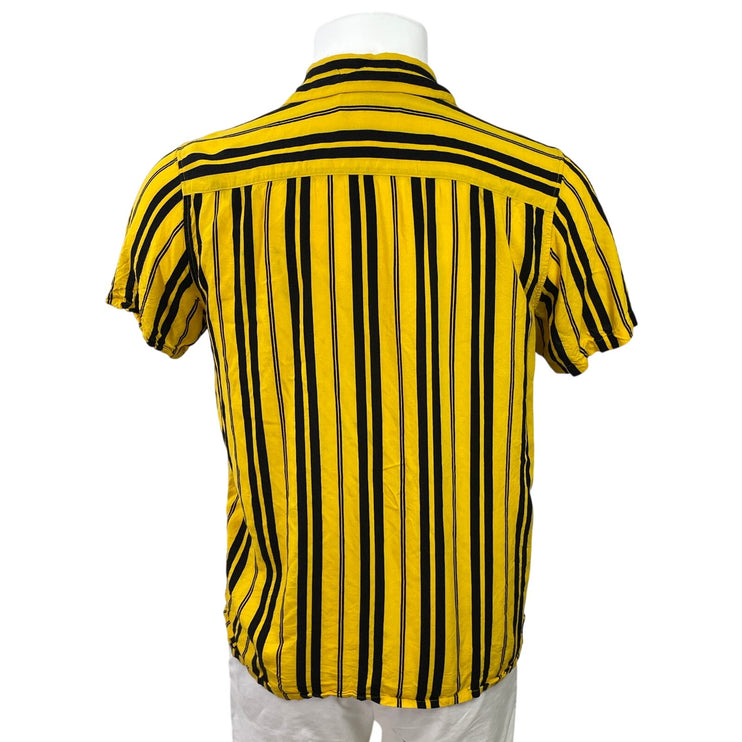 Pacsun Men's Yellow Striped Short Sleeve Collared Button Down Shirt Top Size S