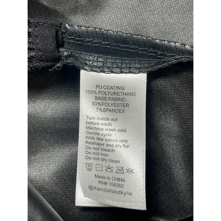 Kendall & Kylie Black Faux Leather Pleated Mini Skater Flared A-Line Skirt Sz S
