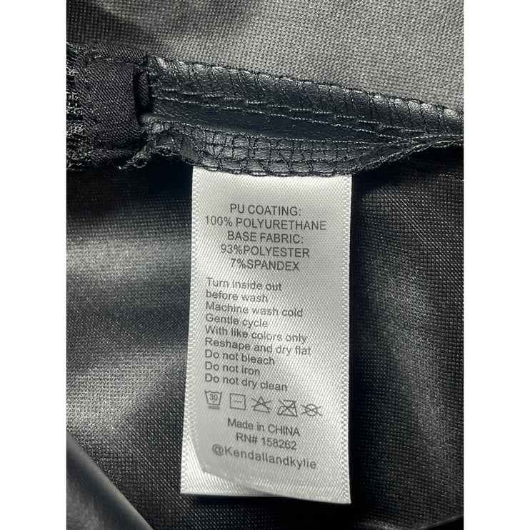 Kendall & Kylie Black Faux Leather Pleated Mini Skater Flared A-Line Skirt Sz S
