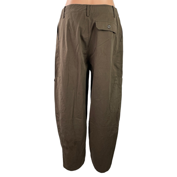 Zara Womens Brown High Waisted Wide Leg Baggy Palazzo Trousers Cargo Pants Sz S