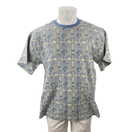 Intune Men's Blue Abstract Geometric Short Sleeve Crew Neck T Shirt Tee Top Sz M
