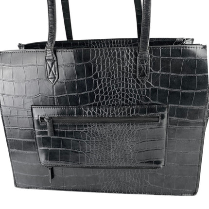 BEIS The Work Tote Large Black Croc Faux Vegan Leather Crosbody Strap Tote Bag