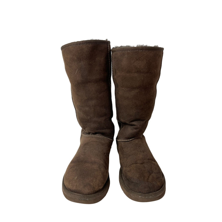 UGG Brown Sheepskin Suede Leather Round Toe Classic Tall II Winter Boots Size 9
