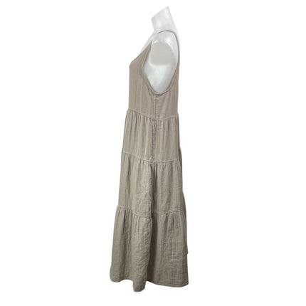 Aritzia Wilfred Free Tan Sleeveless Tiered Flowy Scoop Neck Maxi A-line Dress S