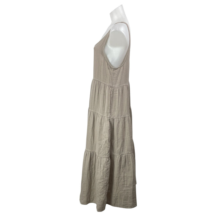 Aritzia Wilfred Free Tan Sleeveless Tiered Flowy Scoop Neck Maxi A-line Dress S