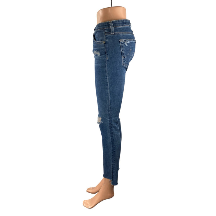Adriano Goldschmied Blue Distressed Frayed Hem Super Skinny Denim Jeans Pant 28