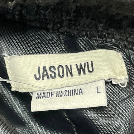 Jason Wu Women's Black Long Sleeves Tweed Double Breasted Blazer Coat Jacket L