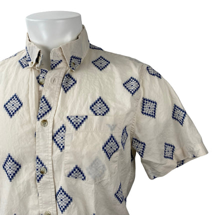 Banana Republic Men's Geometric Collared Short Sleeve Button Down Shirt Top Sz M