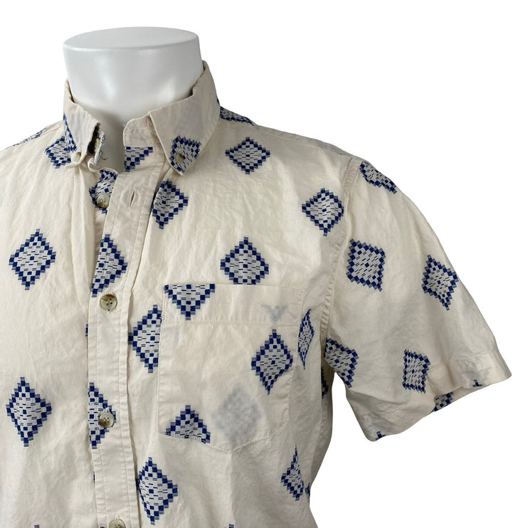 Banana Republic Men's Geometric Collared Short Sleeve Button Down Shirt Top Sz M