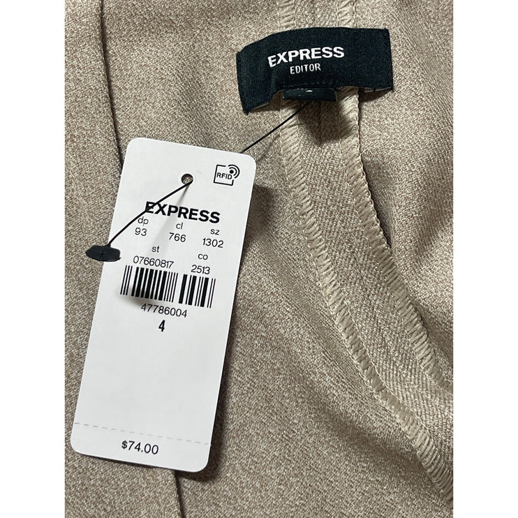 NEW Express Beige High Waisted Zip Slit Pencil Mini Skirt Short Skort Size 4