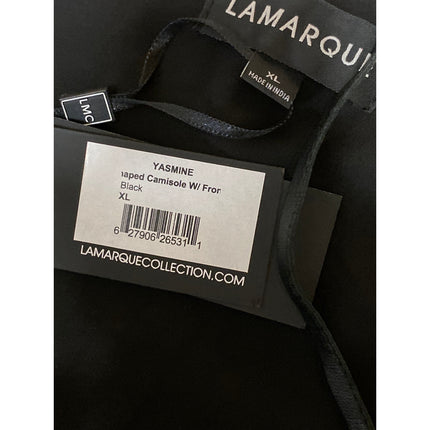 NEW Lamarque Yasmine 100% Leather Black Ruched Sleeveless Cami Crop Tank Top XL