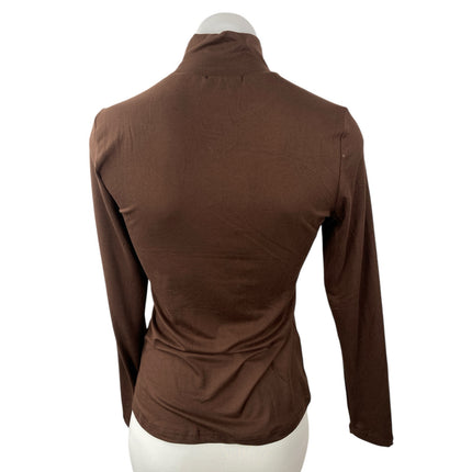 NEW Ekouver Women's Brown Long Sleeve Turtleneck Base Layer Sweater Top Size S