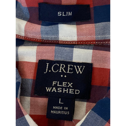 J.Crew Flex Washed Men's Red Gingham Check Short Sleeve Button Up Shirt Top L