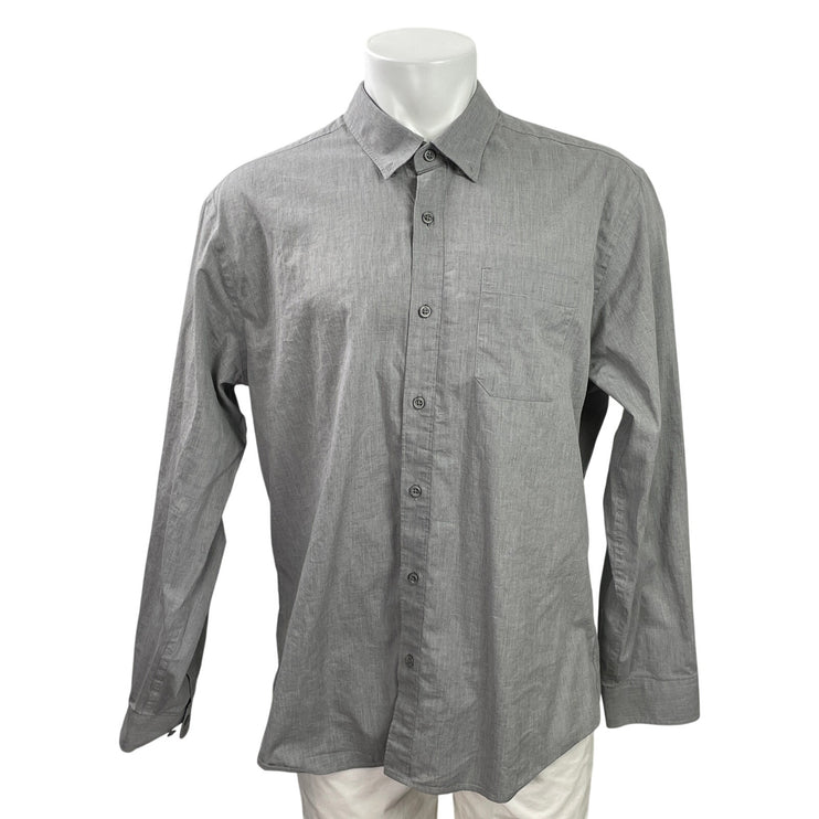 Eddie Bauer Men's Gray Long Sleeve Chest Pocket Button Down Shirt Top Size XL