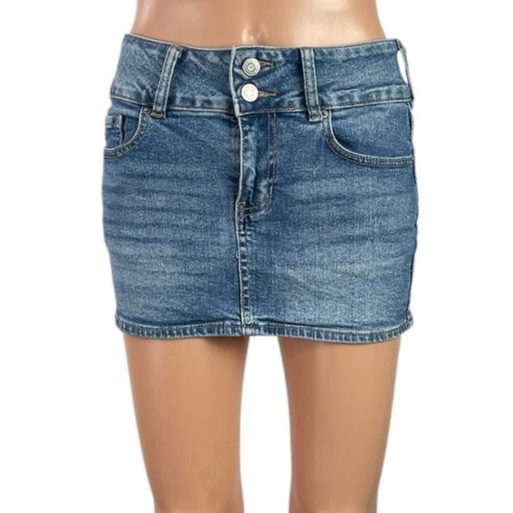 Pacsun Women's Blue Medium Wash High Waisted Pencil Mini Denim Jean Skirt 23