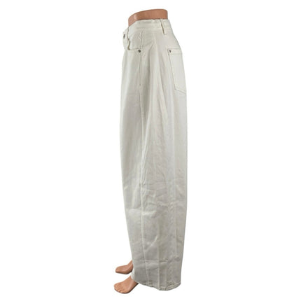 NEW H&M Women's White High Rise Loose Palazzo Wide Leg Baggy Denim Jeans Size 6