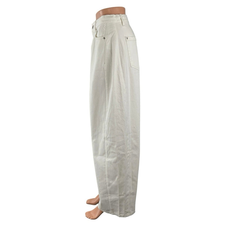 NEW H&M Women's White High Rise Loose Palazzo Wide Leg Baggy Denim Jeans Size 6