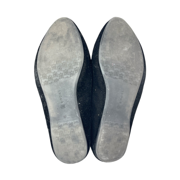 Birdies The Starling Black Velvet Pointed Toe Slip On Flats Loafers Shoes Sz 10