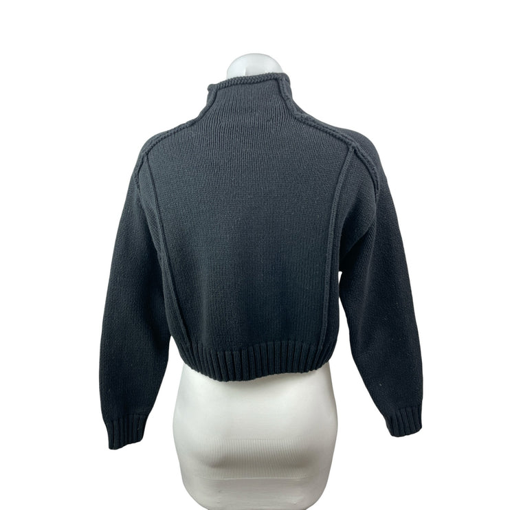Zara Women's Black Turtleneck Long Sleeve Rib Knit Cropped Sweater Top Size S
