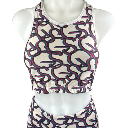 Goldsheep Multicolor Logo Sleeveless Crop Top Leggings Athletic 2 Pc Set Size M