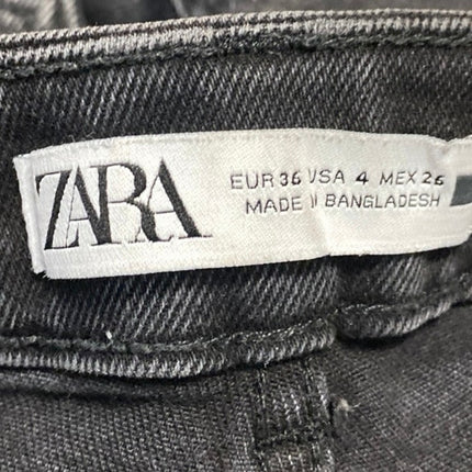 Zara Women's Blue High Waisted Raw Hem Frayed Flare Cropped Denim Jeans Size 4