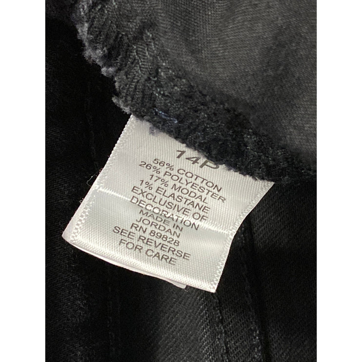 Martha Stewart Black High Rise Floral Embroidered Straight Denim Jeans Pants 14