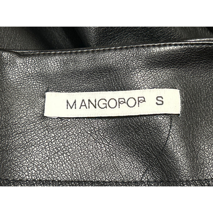 Mango Pop Women's Black Faux Vegan Leather Zip High Waist Mini Pencil Skirt Sz S