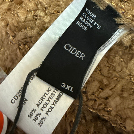 NEW Cider Women's Brown Teddy Fuzzy Button Down Cardigan Sweater Top Size 3XL