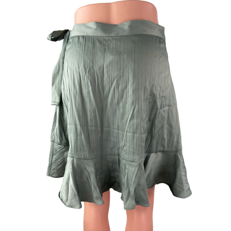 Anthropologie Maeve Women's Green Ruffled High Rise Mini Flounce Wrap Skirt Sz S
