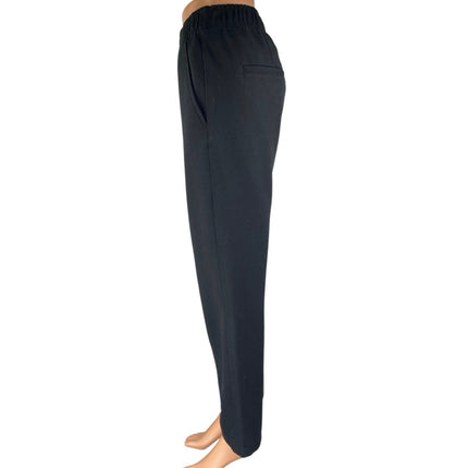 Zara Women's Black High Rise Elastic Waist Straight Leg Pull On Trousers Pants L