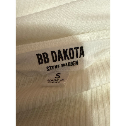 Steve Madden BB Dakota Women's White Rib Knit Long Sleeve Crop Shirt Top Size S