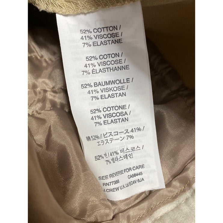 J.Crew Martie Beige Tan Bi-stretch Cotton Mid Rise Skinny Trousers Pants Size 2
