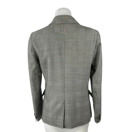 J.Crew Wool Gray Check Plaid Long Sleeve Double Breasted Blazer Coat Jacket Sz 2