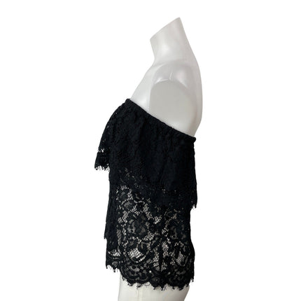 Aritzia Wilfred Women's Black Sleeveless Strapless Floral Lace Tube Top Size XS