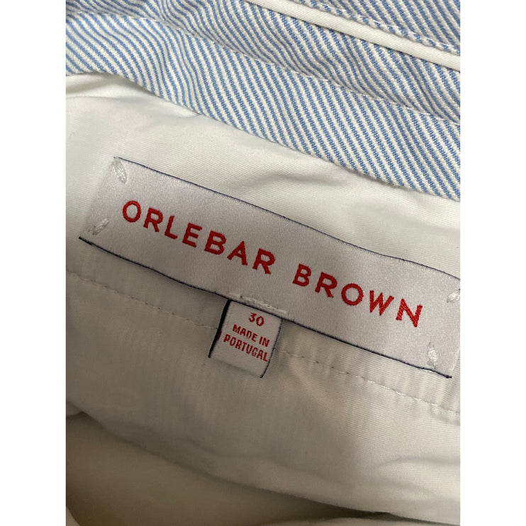 Orlebar Brown Men's White Striped High Rise Slim Straight Chino Trouser Pants 30